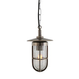 Antique Brass Nautical Pendant Light with Glass Cage
