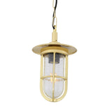 Antique Brass Nautical Pendant Light with Glass Cage