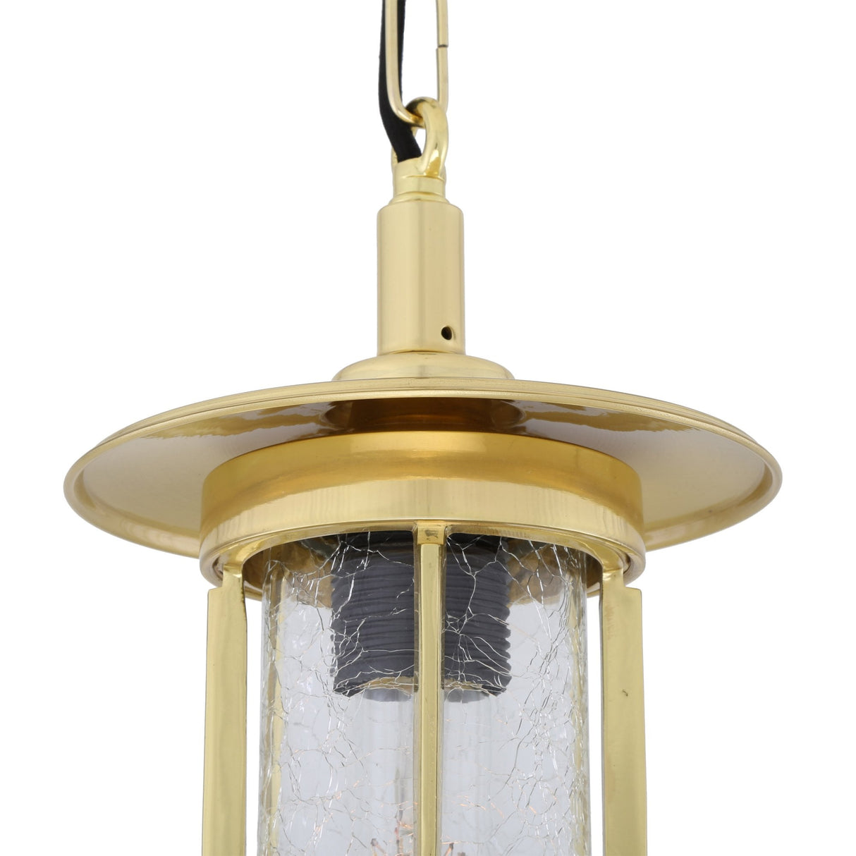 Antique Brass Nautical Pendant Light with Glass Cage