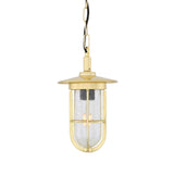 Antique Brass Nautical Pendant Light with Glass Cage