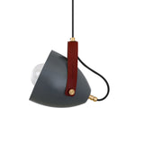 Antique Brass Cone Pendant with Red Leather Strap and Clear Glass Shade