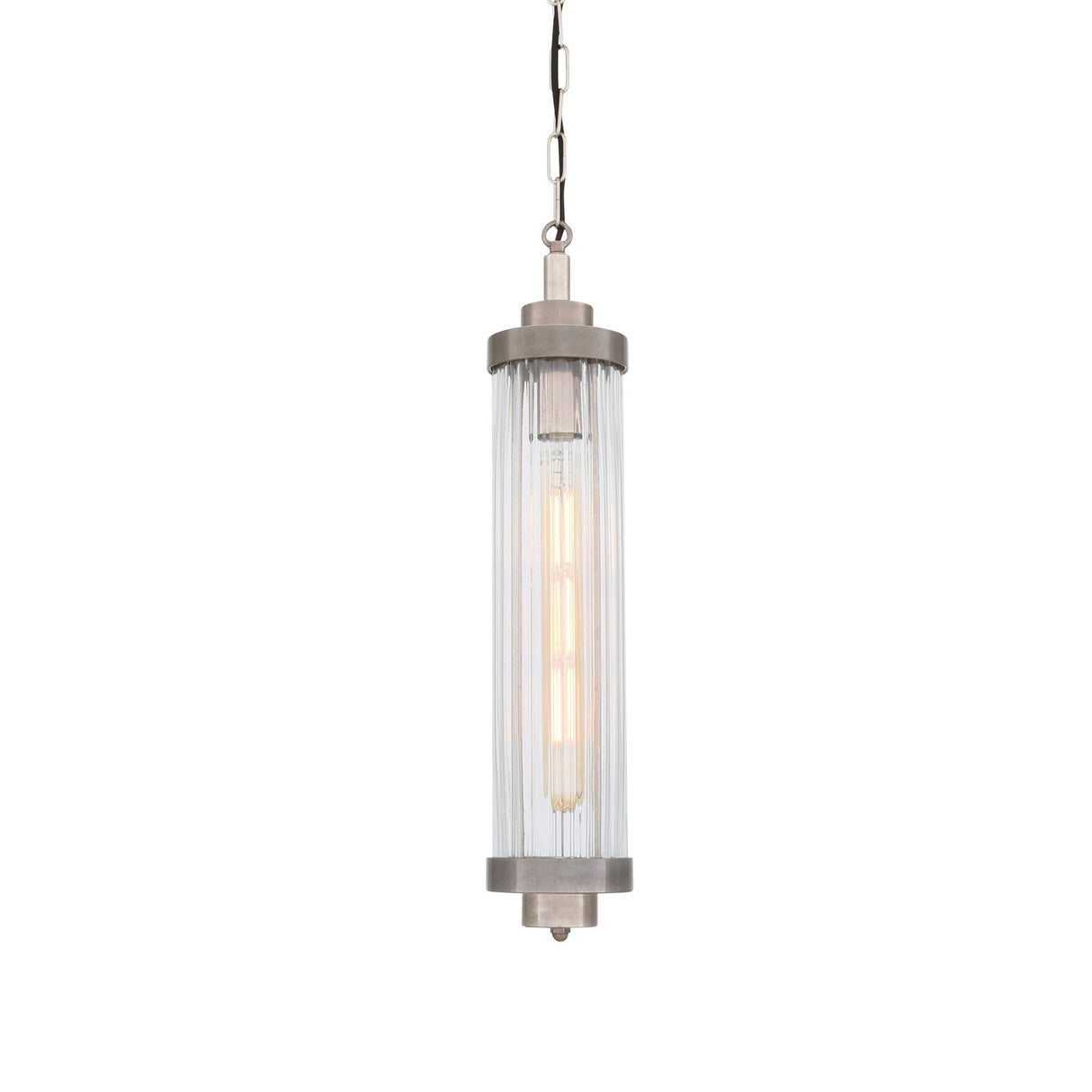 Louise Vintage-Style Rippled Glass Pendant in Antique Brass