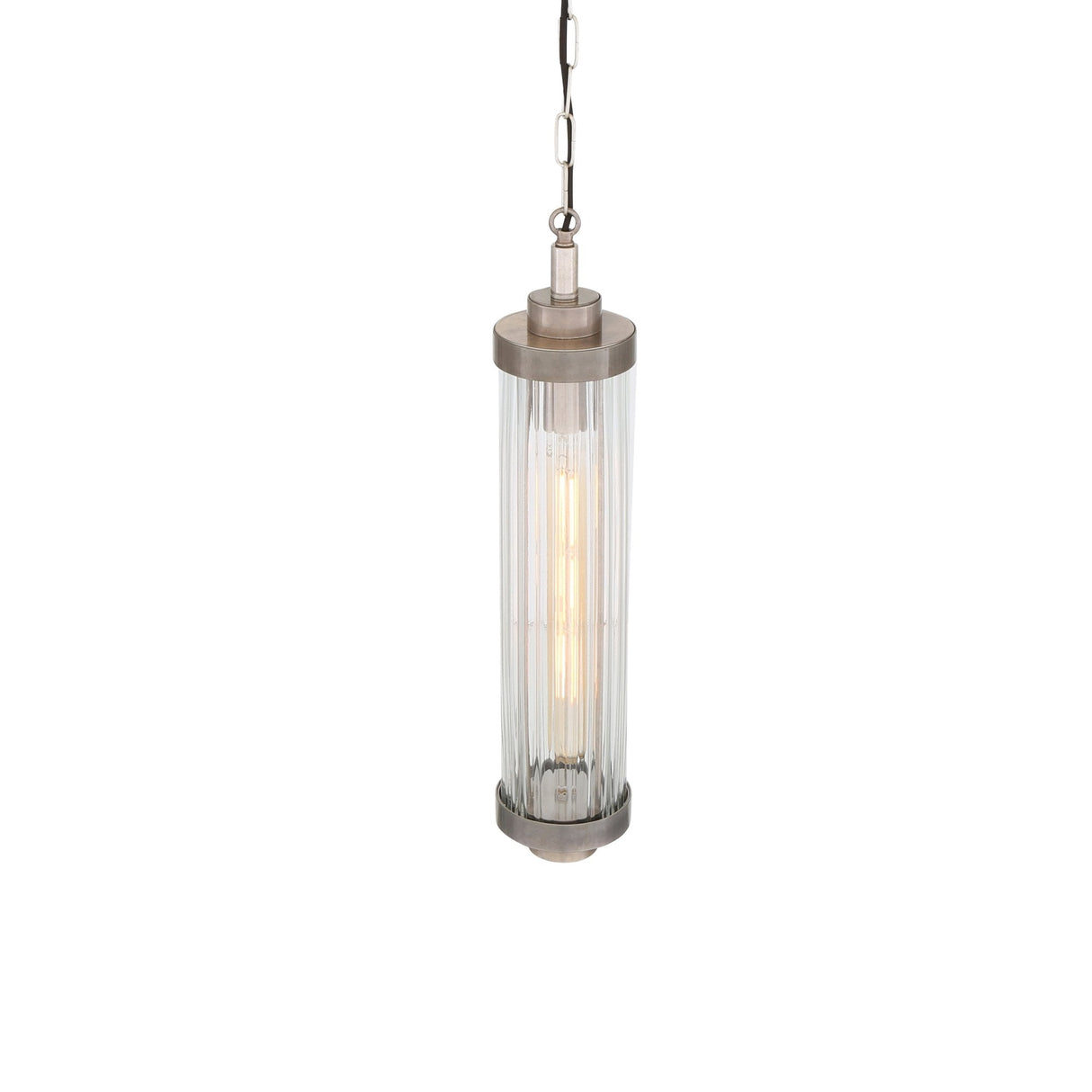 Louise Vintage-Style Rippled Glass Pendant in Antique Brass