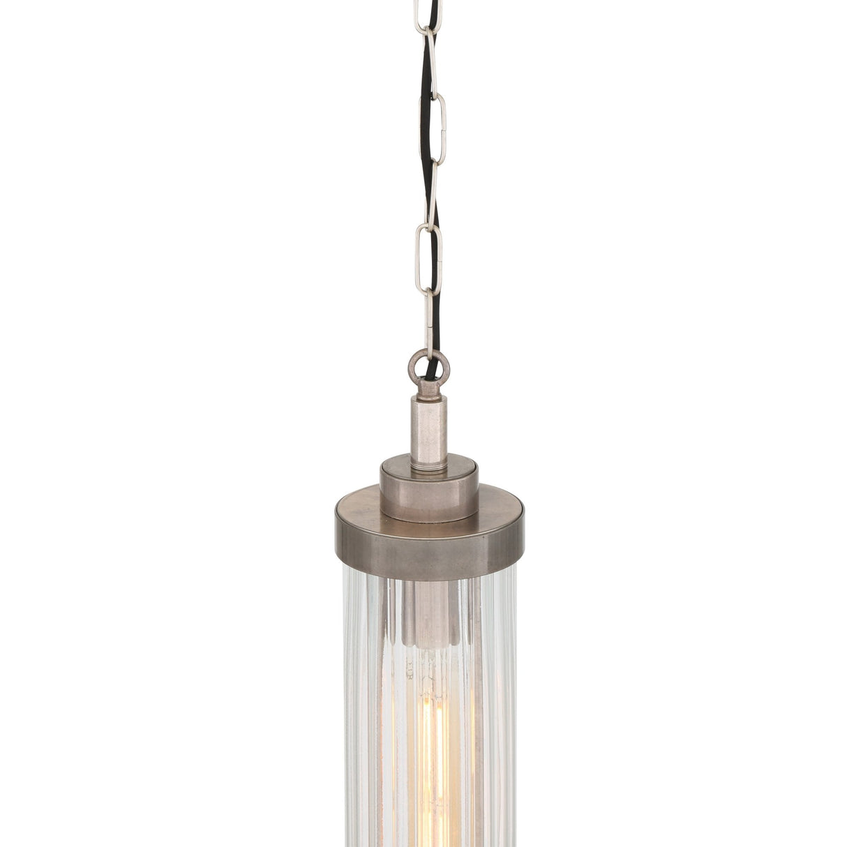 Louise Vintage-Style Rippled Glass Pendant in Antique Brass