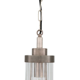 Louise Vintage-Style Rippled Glass Pendant in Antique Brass