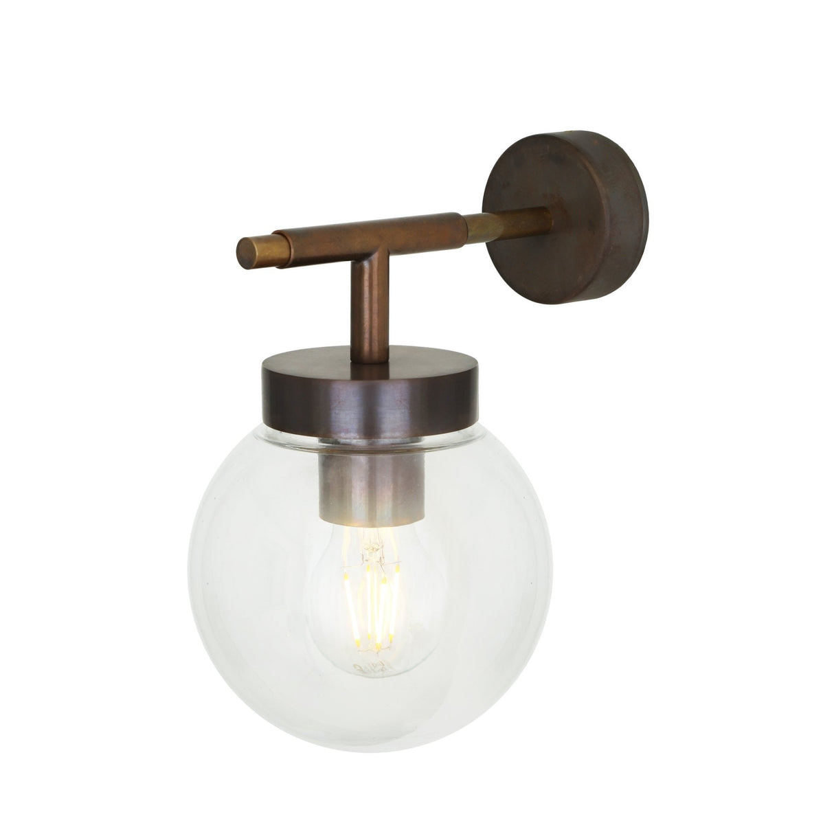 Vintage Brass and Glass Wall Sconce Light Fixture