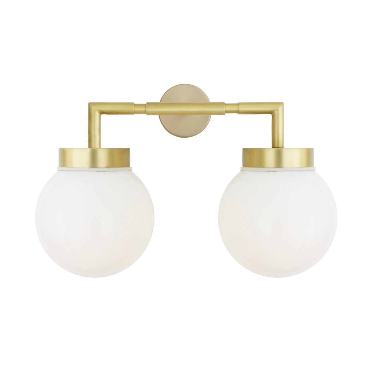Jordan Antique Brass Double Wall Light with Clear Glass Shades