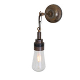 Antique Brass Teardrop Wall Light with Clear Glass Shade