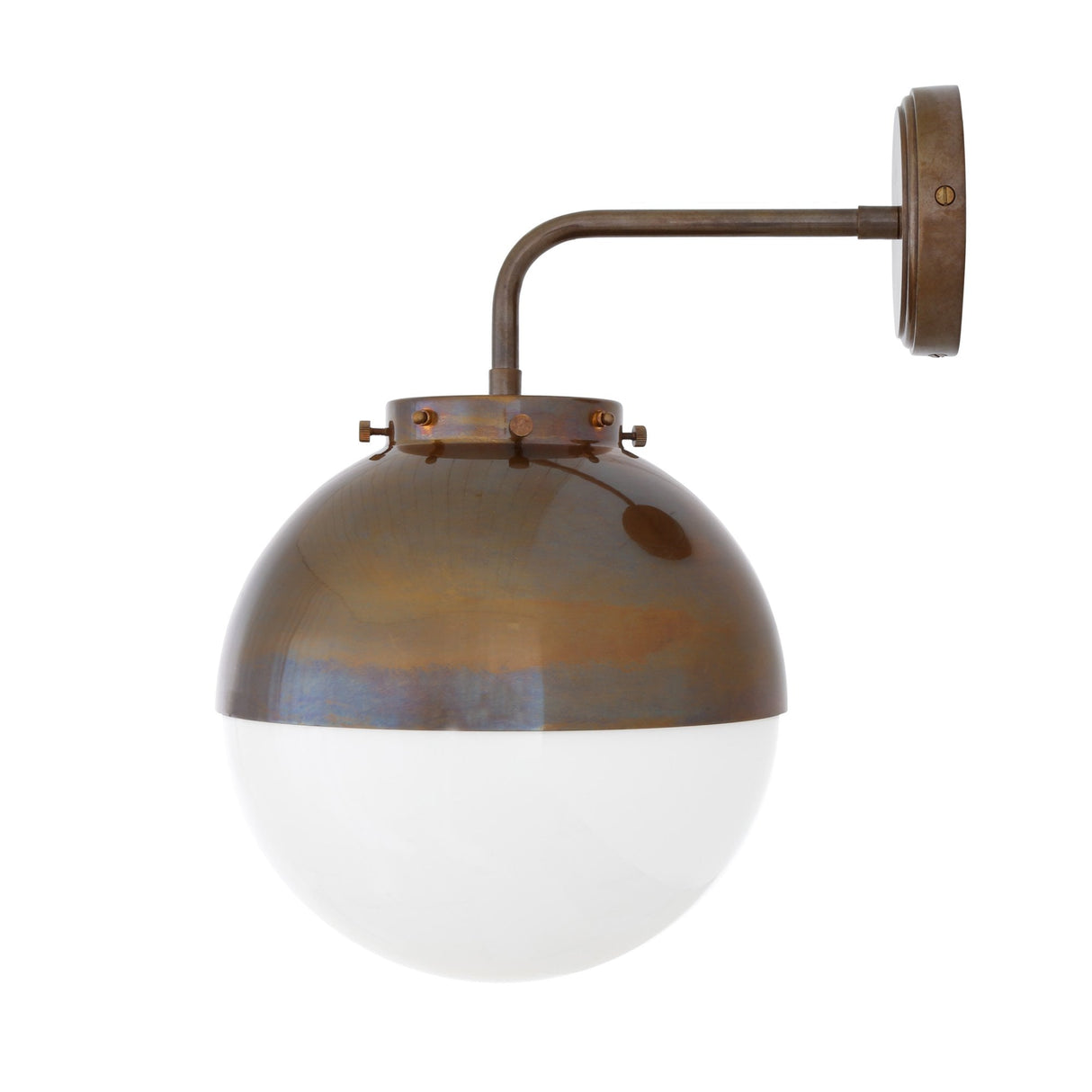 Antique Brass and Glass Spherical Wall Light - Mica Collection, 25cm