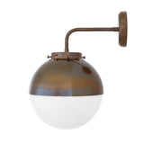 Antique Brass and Glass Spherical Wall Light - Mica Collection, 25cm