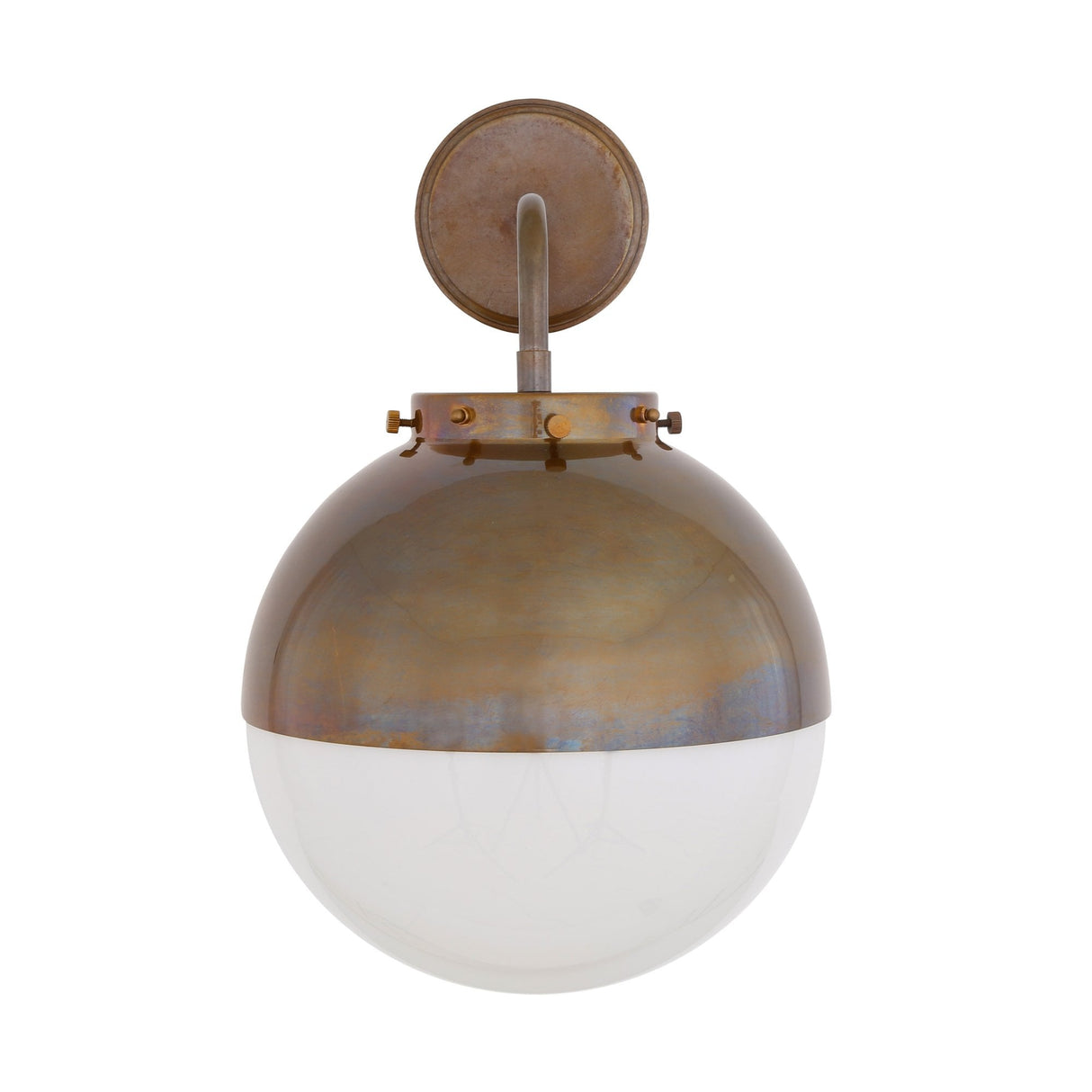 Antique Brass and Glass Spherical Wall Light - Mica Collection, 25cm