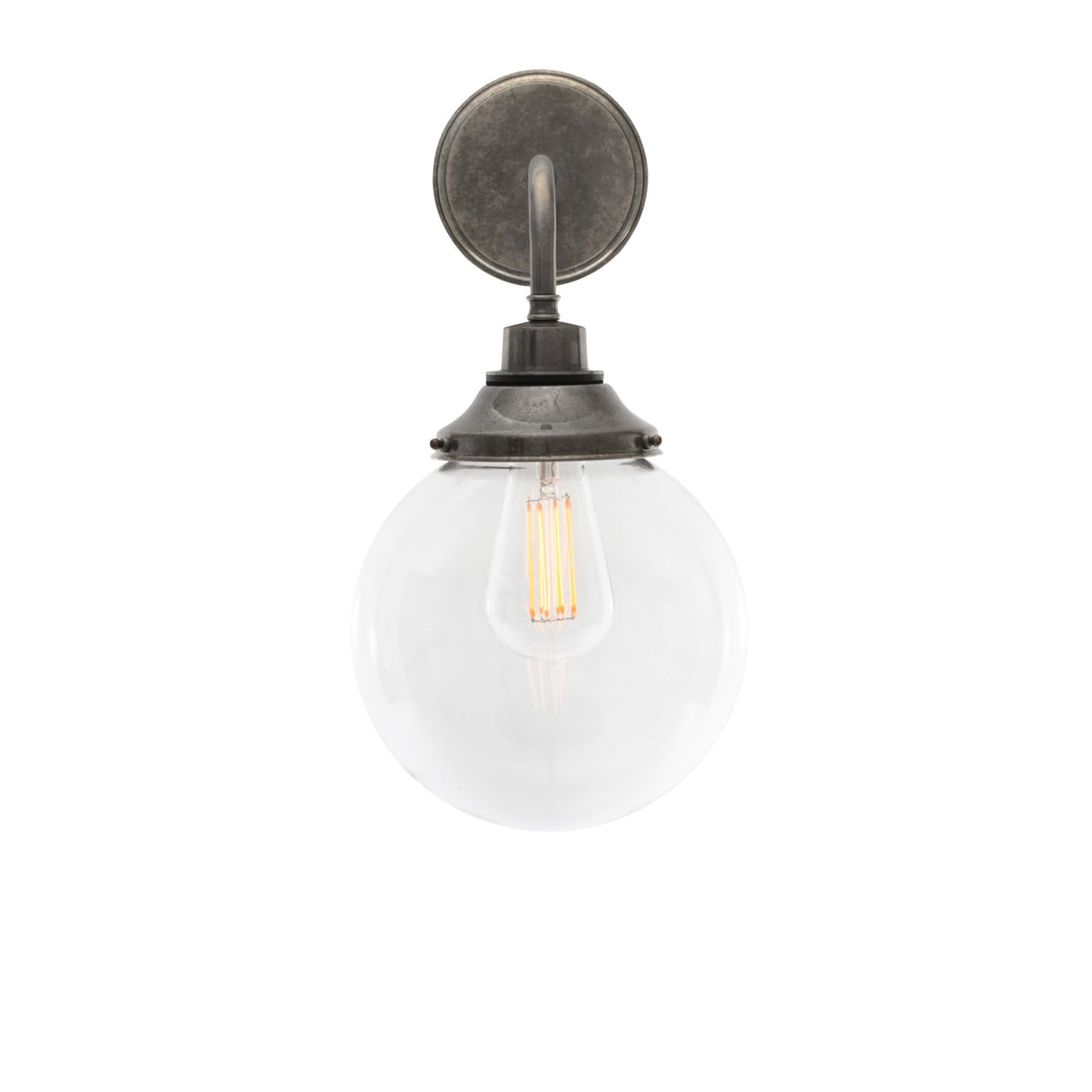 Antique Brass Laguna Wall Light with 20cm Glass Globe Shade