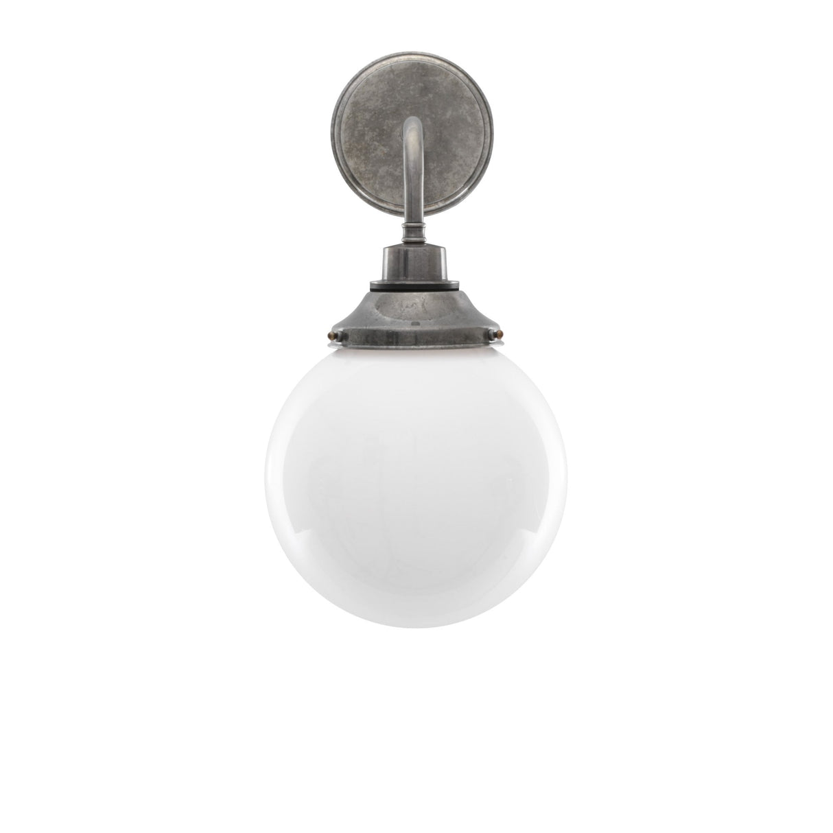 Pelagia Antique Brass Wall Light with Opal Glass Globe Shade, 20cm