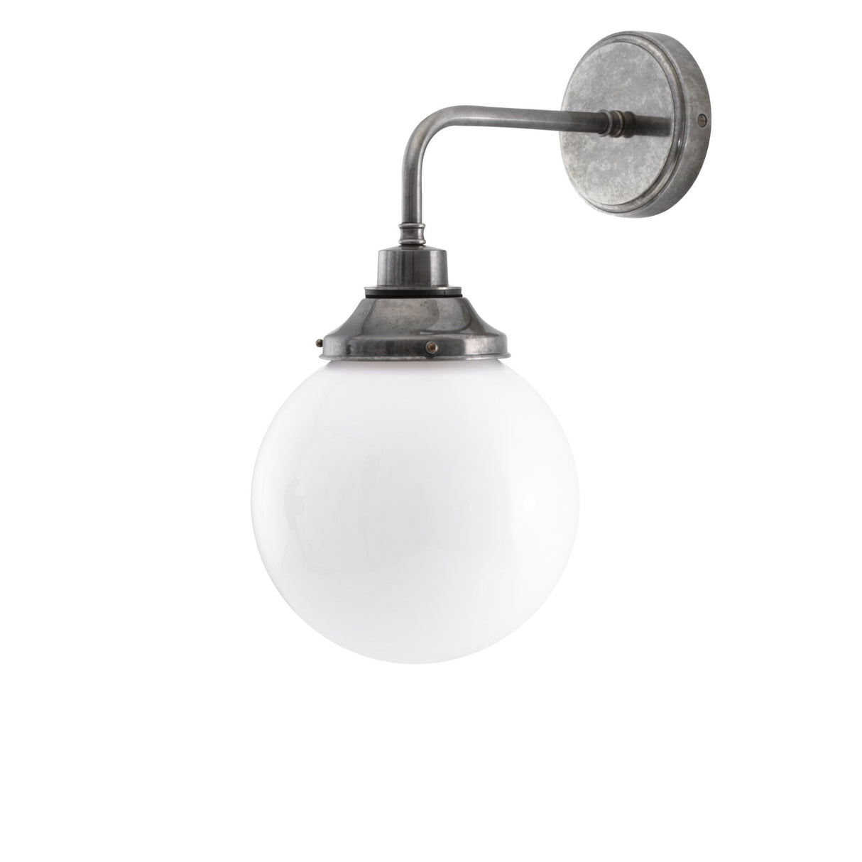Pelagia Antique Brass Wall Light with Opal Glass Globe Shade, 20cm