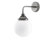 Pelagia Antique Brass Wall Light with Opal Glass Globe Shade, 20cm