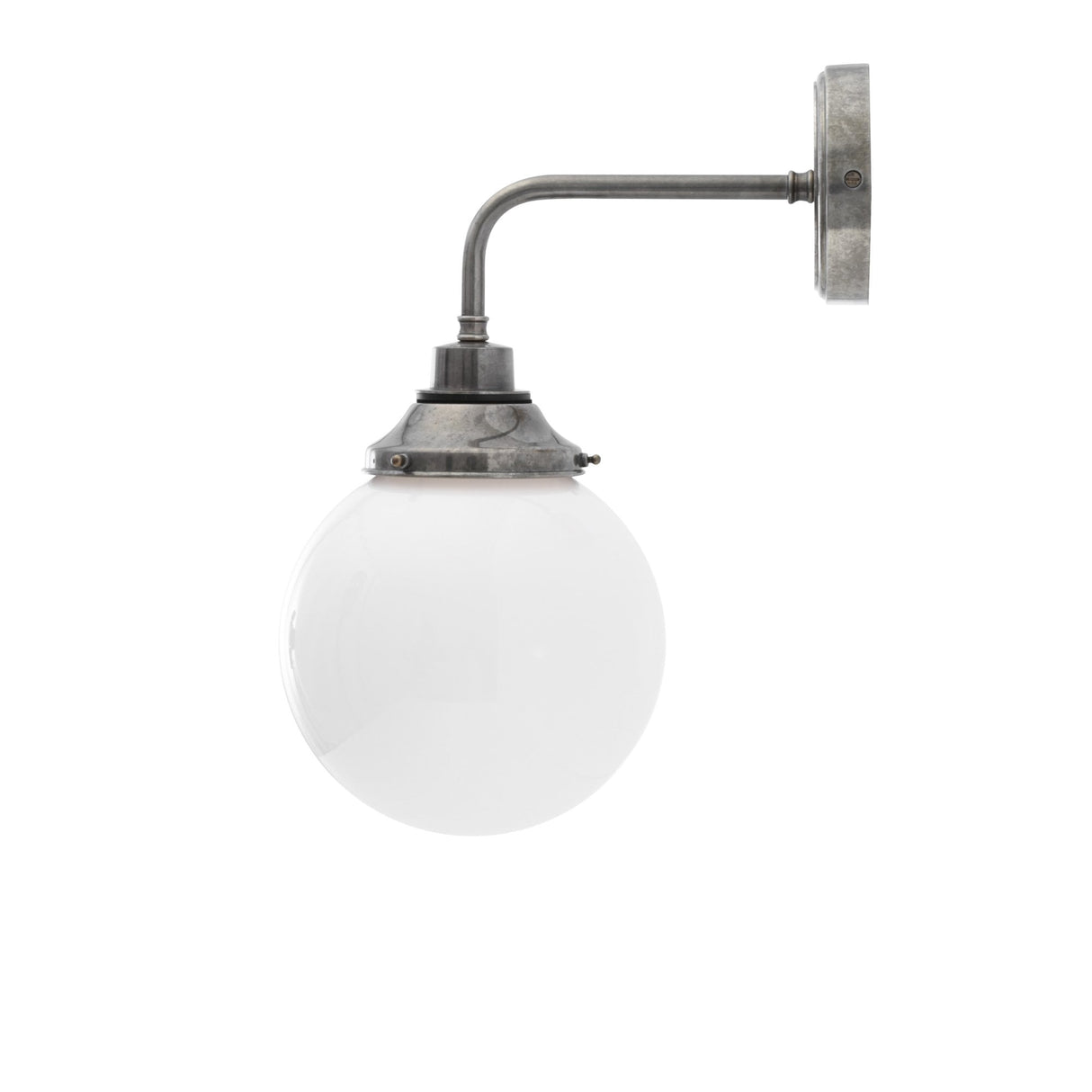 Pelagia Antique Brass Wall Light with Opal Glass Globe Shade, 20cm