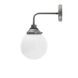 Pelagia Antique Brass Wall Light with Opal Glass Globe Shade, 20cm