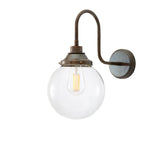 Artisan Brass Swan Neck Wall Light with Clear Glass Globe
