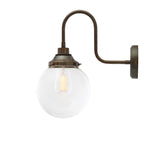 Artisan Brass Swan Neck Wall Light with Clear Glass Globe