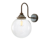Antique Brass Laguna Swan Neck Wall Light with Glass Globe