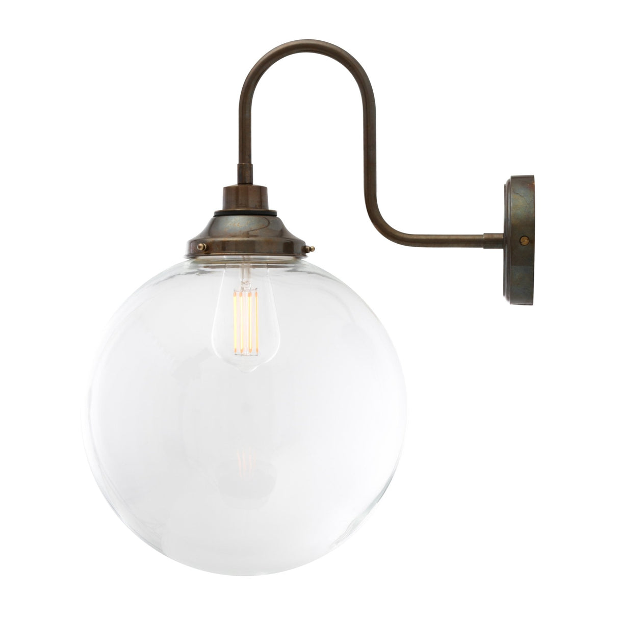 Vintage-Inspired 30cm Swan Neck Wall Light in Antique Brass Finish