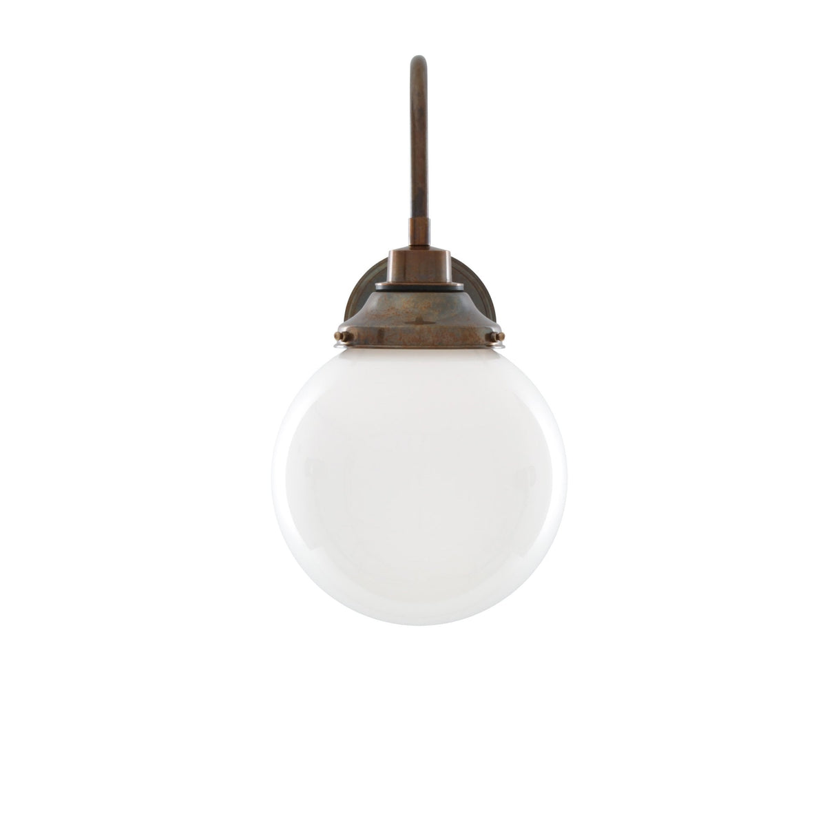 Pelagia Antique Brass Swan Neck Wall Light with Opal Glass Shade