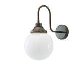 Pelagia Antique Brass Swan Neck Wall Light with Opal Glass Shade