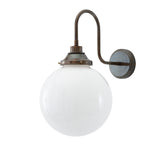 Pelagia Antique Brass Swan Neck Bathroom Wall Light, 25cm Diameter