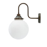 Pelagia Antique Brass Swan Neck Bathroom Wall Light, 25cm Diameter