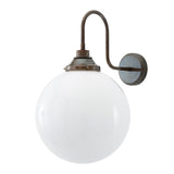 Pelagia 30cm Opal Glass Swan Neck Wall Light in Antique Brass