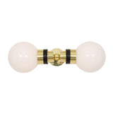 Elegant Dual-Globe Brass Wall Light with Clear Glass Shades