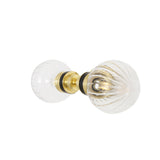 Elegant Dual-Globe Brass Wall Light with Clear Glass Shades