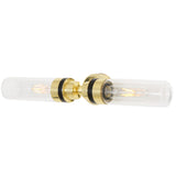 Severn Antique Brass Double Wall Light with Clear Glass Shades
