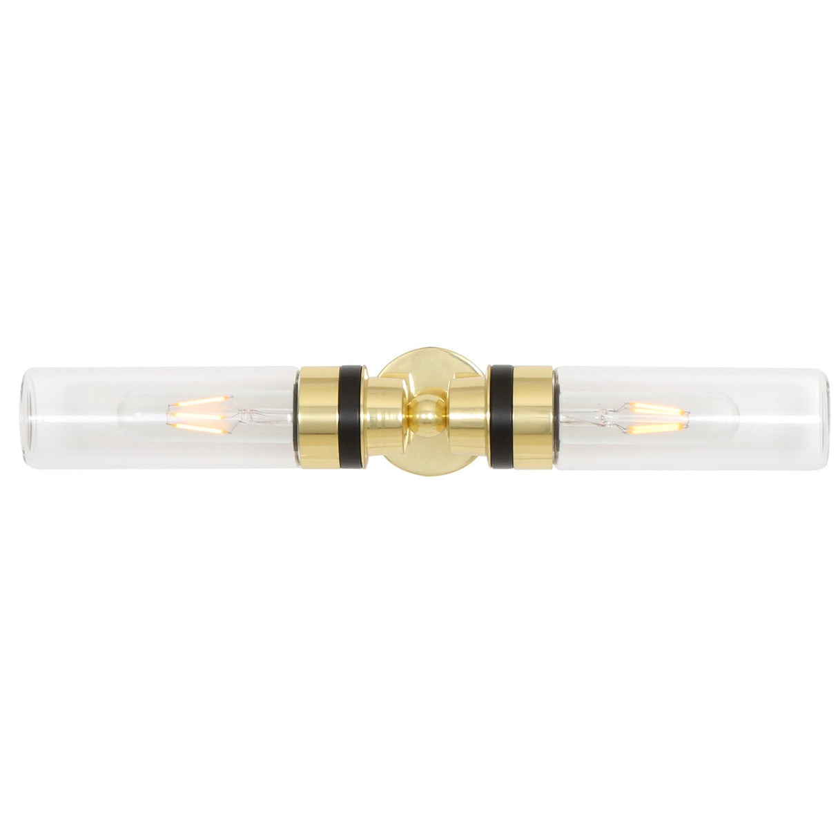 Severn Antique Brass Double Wall Light with Clear Glass Shades
