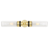 Severn Antique Brass Double Wall Light with Clear Glass Shades