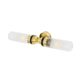 Severn Antique Brass Double Wall Light with Clear Glass Shades
