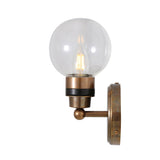 Shannon Antique Brass Wall Light with Clear Glass Globe