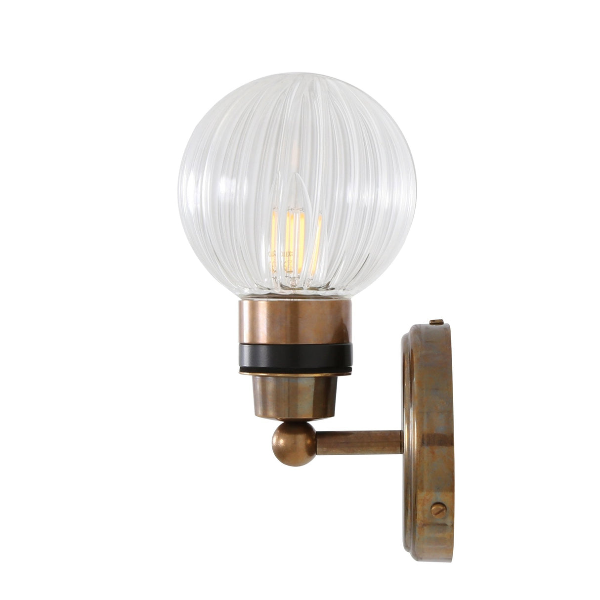 Shannon Antique Brass Wall Light with Clear Glass Globe