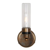 Antique Brass Firth Wall Light with Clear Glass Cylinder Shade
