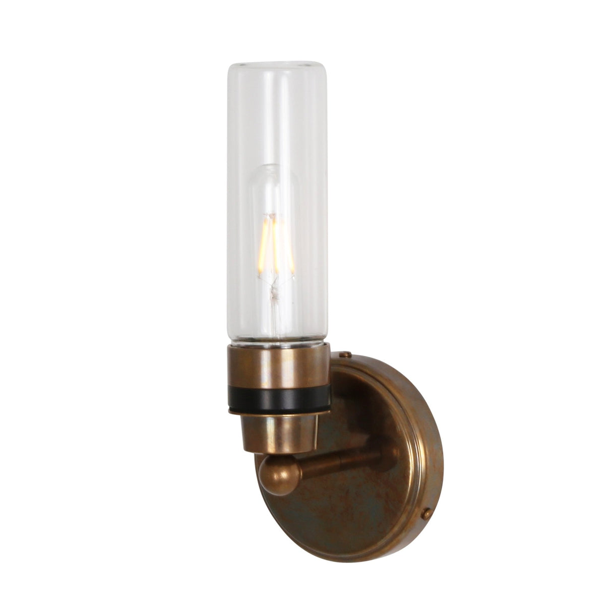 Antique Brass Firth Wall Light with Clear Glass Cylinder Shade
