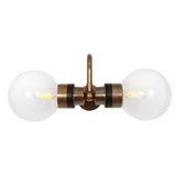 Antique Brass Ness Wall Light with Dual Clear Glass Globes