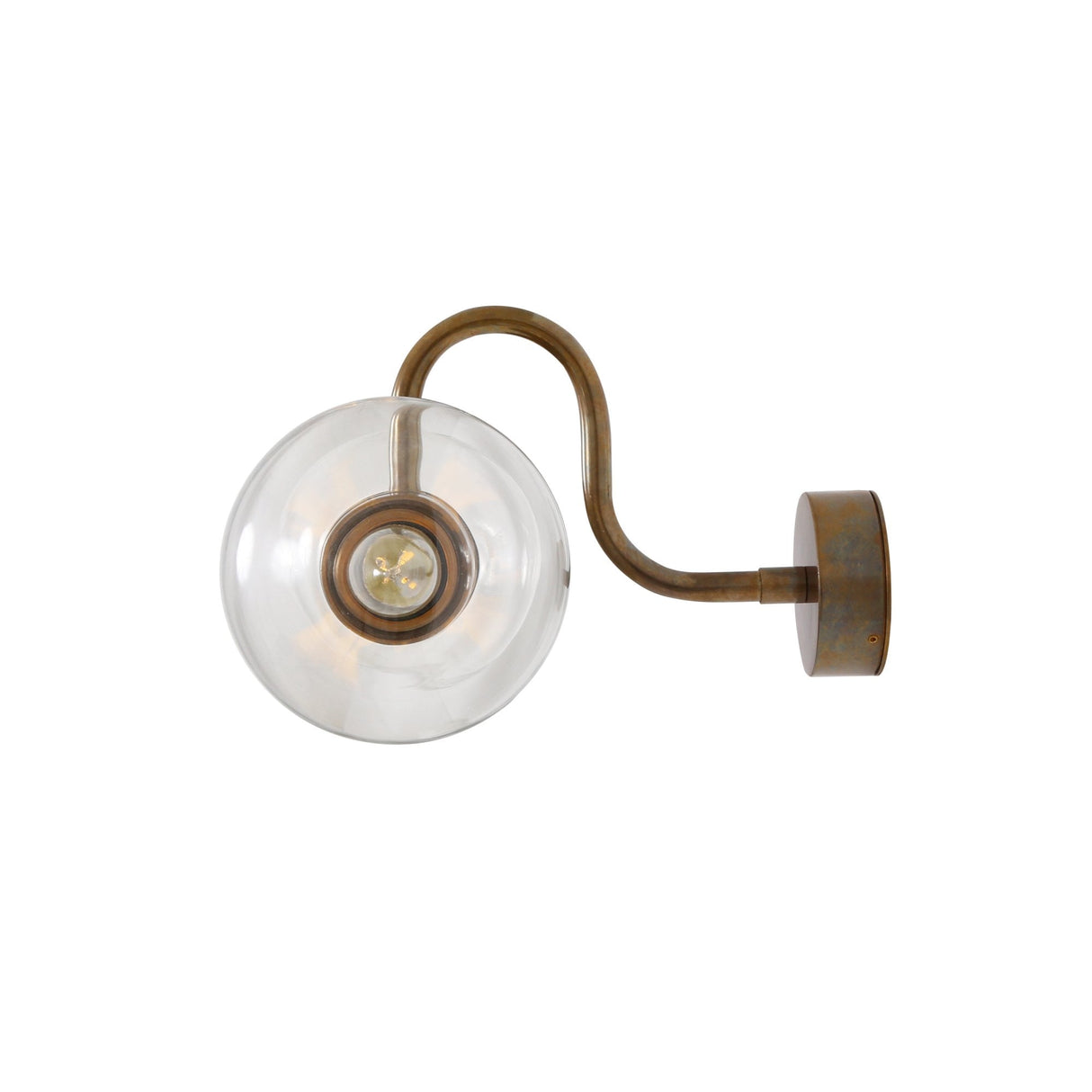 Antique Brass Ness Wall Light with Dual Clear Glass Globes