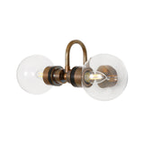 Antique Brass Ness Wall Light with Dual Clear Glass Globes