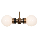 Antique Brass Ness Wall Light with Dual Clear Glass Globes