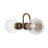 Antique Brass Ness Wall Light with Dual Clear Glass Globes