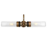 Nevis Antique Brass Double Glass Wall Light