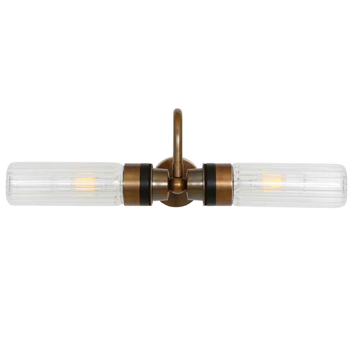 Nevis Antique Brass Double Glass Wall Light