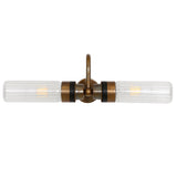 Nevis Antique Brass Double Glass Wall Light
