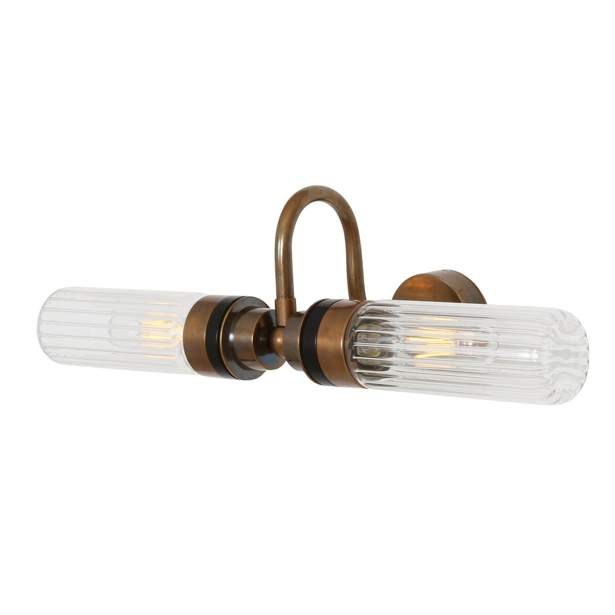 Nevis Antique Brass Double Glass Wall Light