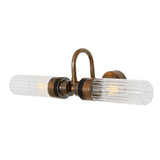 Nevis Antique Brass Double Glass Wall Light